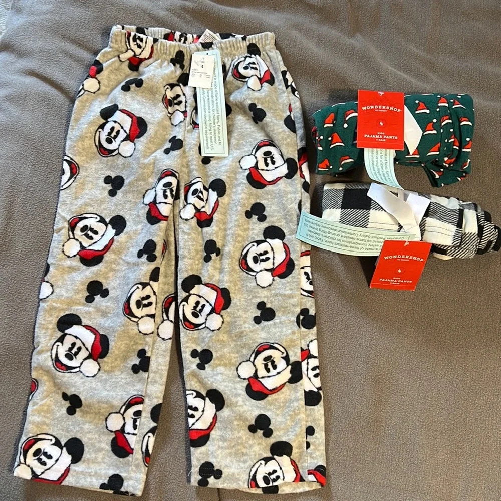3 Pair Holiday PJ Bottoms, Size 4, NWT